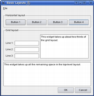 Screenshot of the Basic Layouts example